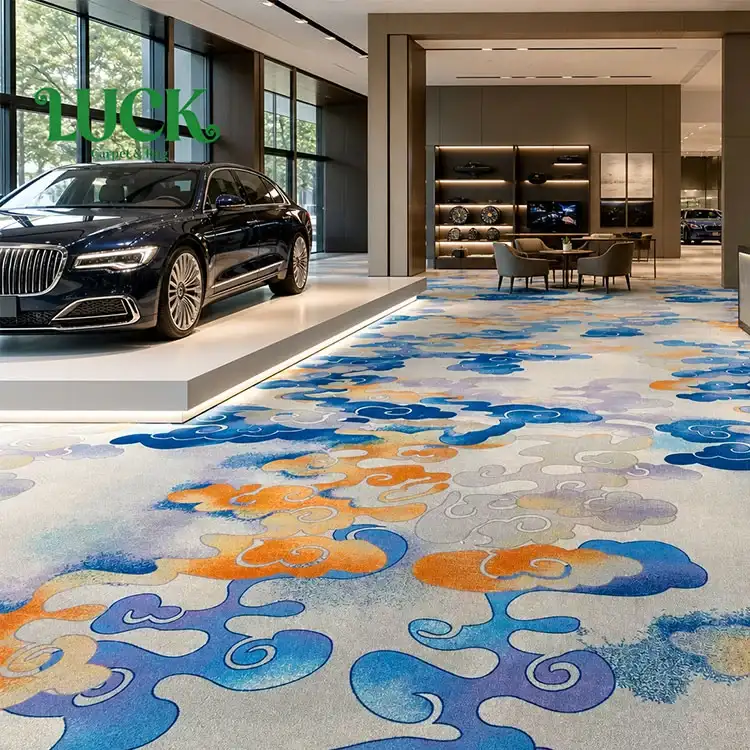 Tapis mur à mur imprimé en polyester pour salle d'exposition