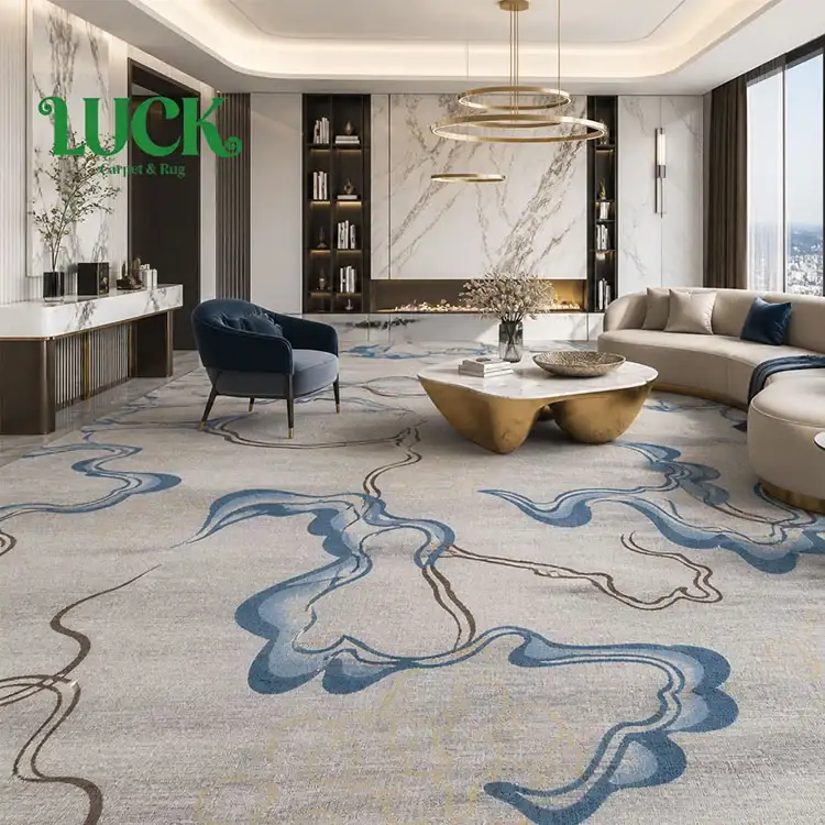 Tapis mur à mur imprimé en laine pour lieu de luxe